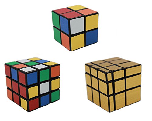 MEISHINE® 3 Pack Zauberwürfel Set 2x2x2 3x3x3 Magic Cube,Golden Mirror Cube Geschwindigkeit Cube Speed Puzzle Cube von MEISHINE