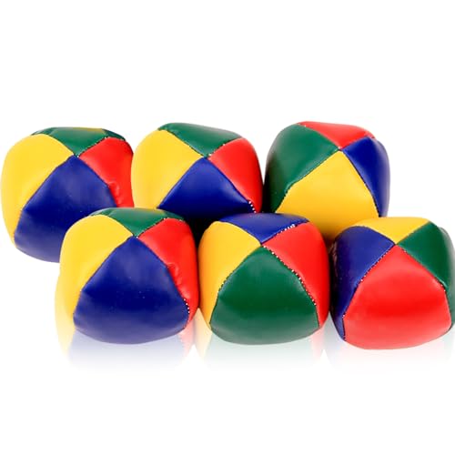 MEIYAXINWIN 6 Stück Jonglierbälle Set, 5cm PU Weiche Leder Jonglierball, Wasserunempfindlich, Ballwurfball Spiele Farbige Juggling Balls, für Anfänger, Jungen, Mädchen, Erwachsene von MEIYAXINWIN