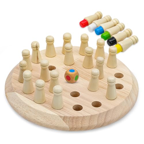 MEIYAXINWIN Montessori Spielzeug ，Memory Schach Holz, Lernspielzeug für Erwachsene & Kinder, Outdoor & Indoor Memory Spiel, Farbkognitive Förderung von MEIYAXINWIN
