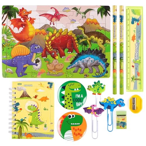 MEJOSER 12 Stück Dinosaurier Schultüte Füllung Inhalt Dino Zuckertüte Einschulung Geschenk Junge Party Mitgebsel Wundertüte Mädchen Kinder Geburtstag Schulanfang Geschenke für Schulkind (Dino) von MEJOSER