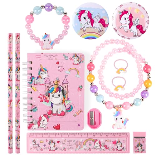 MEJOSER 12 Stück Einhorn Schultüte Füllung Inhalt Einschulung Geschenk Zuckertüte Mädchen Junge Party Mitgebsel Wundertüte Kinder Geburtstag Schulanfang Geschenke für Schulkind (Einhorn) von MEJOSER