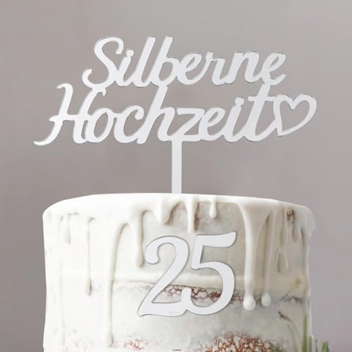 MEJOSER 2 Stk. Tortendeko Silberhochzeit Deko Cake Topper + Zahl 25 Silberne Hochzeit Torten Topper Kuchendeko für 25 Hochzeitstag Silberhochzeit Geschenk Jahrestag Frauen Männer MEJOSER 2 Stk. Tortendeko Silberhochzeit Deko Cake Topper + Zahl 25 Silberne Hochzeit Torten Topper Kuchendeko für 25 Hochzeitstag Silberhochzeit Geschenk Jahrestag Frauen Männer von MEJOSER