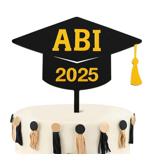 MEJOSER Abitur 2025 Tortendeko Abi Cake Topper Torten Topper Acryl Geschenke Kuchen Deko für Abschluss Prüfung Bestanden Graduation Cupcake Topper Party Deko von MEJOSER