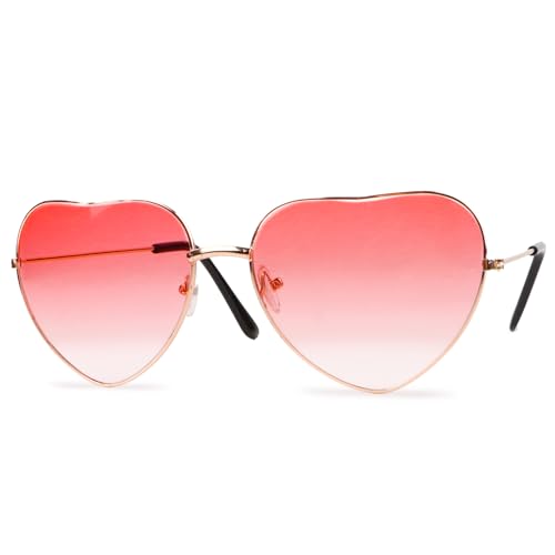 MEJOSER Herzbrille Rosa Herz Brille Lillet Hippie Partybrille JGA 60er 70er 80er Jahre Accessoires Pink Damen Herren für Fasching Karneval Sommer Hawaii Geburtstag 70s 80s Geschenk (Rosa) von MEJOSER