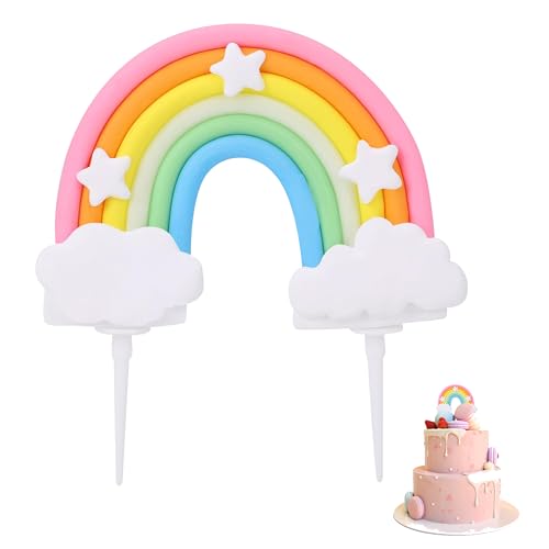 1 x Regenbogen-Kuchenaufsatz aus weicher Keramik, Regenbogen-Kuchendekoration, bunte Regenbogen-Cupecake-Dekoration, Kuchendekoration, Pastellfarben, Regenbogen-Kuchenaufsatz für Geburtstagsparty, 1 x Regenbogen-Kuchenaufsatz aus weicher Keramik, Regenbogen-Kuchendekoration, bunte Regenbogen-Cupecake-Dekoration, Kuchendekoration, Pastellfarben, Regenbogen-Kuchenaufsatz für Geburtstagsparty, von MEKEET
