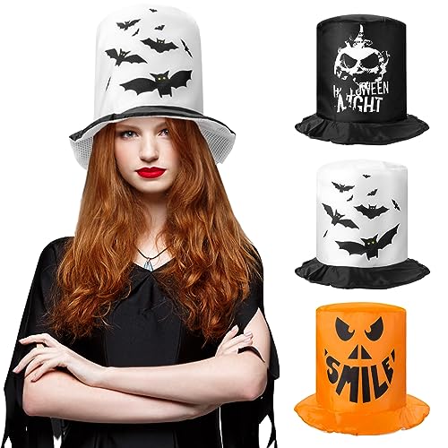 MELLIEX 1 Stück Zylinder Hut Halloween, Weiß Unisex Zylinderhut Halloween Karneval Kostüm Hüte für Erwachsene Kinder von MELLIEX