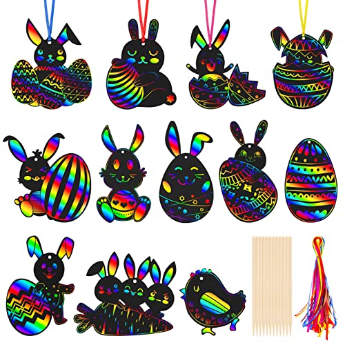 MELLIEX 36 Stück Kratzbilder für Kinder, Ostern Basteln Kinder Kratzpapier Ostereier Scratch Art für Ostern Dekoration DIY Handwerk MELLIEX 36 Stück Kratzbilder für Kinder, Ostern Basteln Kinder Kratzpapier Ostereier Scratch Art für Ostern Dekoration DIY Handwerk von MELLIEX