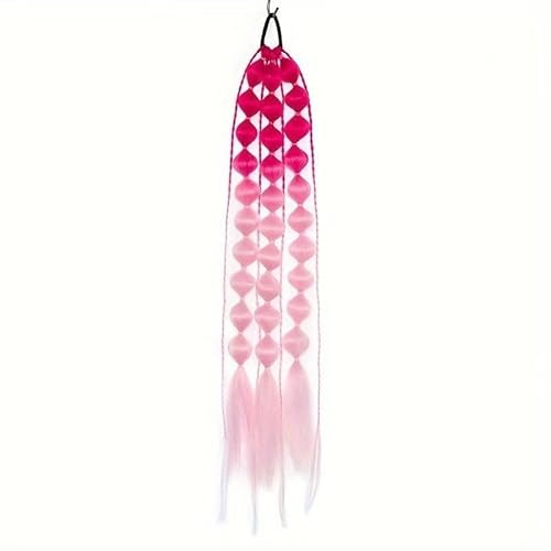 Hair extension, Bangs Hair Clip Synthetic Fishtail Plaited Braided Bangs 2 Pieces Natural False Hair Bang Front Braids Fringe Clip in Hair Extensions hairpieces for Women Hairpieces(Pink) von MELY