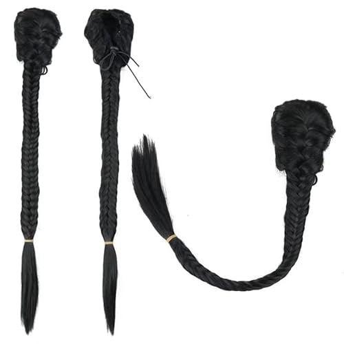 Hair extension, Bangs Hair Clip Synthetic Fishtail Plaited Braided Bangs One Pieces Natural False Hair Bang Front Braids Fringe Clip in Hair Extensions hairpieces(Black) von MELY