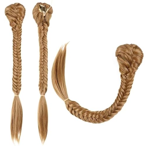 Hair extension, Bangs Hair Clip Synthetic Fishtail Plaited Braided Bangs One Pieces Natural False Hair Bang Front Braids Fringe Clip in Hair Extensions hairpieces(Gold) von MELY