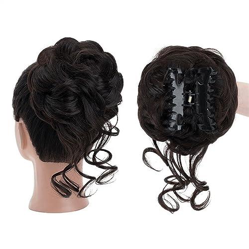 Hair extension, Bun Hair Piece Synthetic Hair Bun Claw Chignon for Women, Messy Curly Hair Bun Pieces Clip in Ponytail Hair Extensions Fluffy Natural(Blue) von MELY