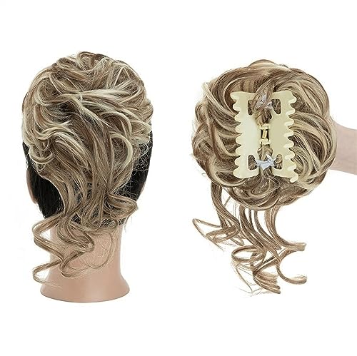 Hair extension, Bun Hair Piece Synthetic Hair Bun Claw Chignon for Women, Messy Curly Hair Bun Pieces Clip in Ponytail Hair Extensions Fluffy Natural(Gold) von MELY
