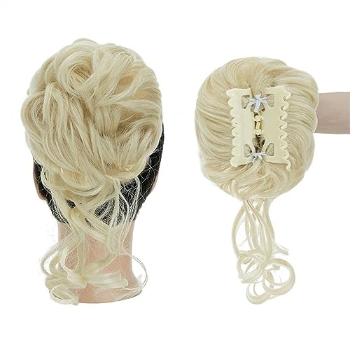 Hair extension, Bun Hair Piece Synthetic Hair Bun Claw Chignon for Women, Messy Curly Hair Bun Pieces Clip in Ponytail Hair Extensions Fluffy Natural(Yellow) von MELY