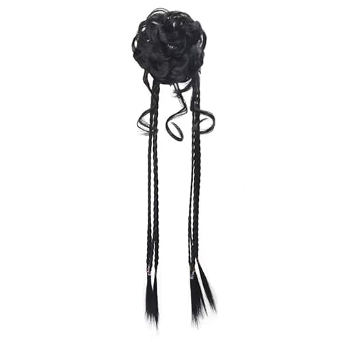 Hair extension, Bun Hair Piece Synthetic Hair Bun Extensions Messy Fluffy Straight Hair Elastic Band Chignon Scrunchy Wrap Updo False Hair Pieces for Women Bun Extension(Black) von MELY
