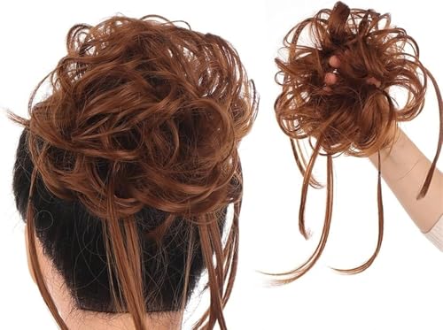 Hair extension, Bun Hair Piece Synthetic Messy Bun Hair Piece Curly Hair Bun Extensions with Straight Tails Elastic Band Curly Chignon False Hairpieces Ponytail Extensions(Brown) von MELY