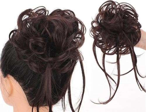 Hair extension, Bun Hair Piece Synthetic Messy Bun Hair Piece Curly Hair Bun Extensions with Straight Tails Elastic Band Curly Chignon False Hairpieces Ponytail Extensions(Natural) von MELY