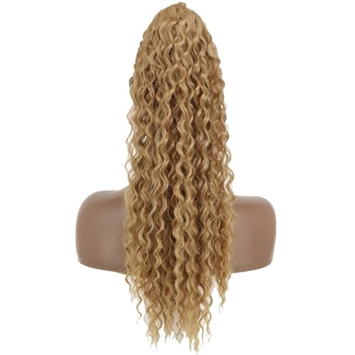 Hair extension, Ponytail Hair Extension Long Wave Curly Drawstring Ponytail 22" Synthetic Clip In Ponytail Extensions(Gold) von MELY