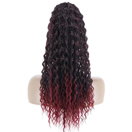 Hair extension, Ponytail Hair Extension Long Wave Curly Drawstring Ponytail 22" Synthetic Clip In Ponytail Extensions(Red) von MELY