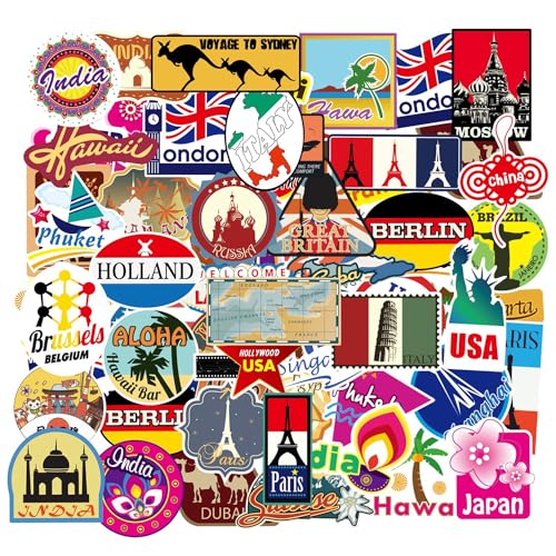 100 Reiseaufkleber-Sets, Aufkleber für internationale Attraktionen, Aufkleber für bekannte Gebäude, geeignet für DIY-Koffer, Computer, Handytaschen, Skateboards, Tagebücher, Kühlschränke, Helme 100 Reiseaufkleber-Sets, Aufkleber für internationale Attraktionen, Aufkleber für bekannte Gebäude, geeignet für DIY-Koffer, Computer, Handytaschen, Skateboards, Tagebücher, Kühlschränke, Helme von MEMOFYND