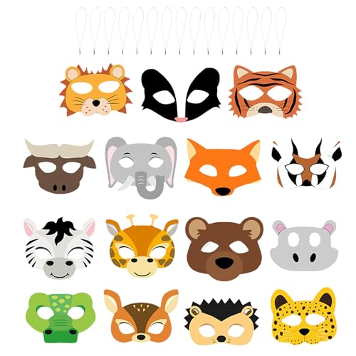 MEMOFYND 15 Stück Tiermasken für Kinder, Masken für Kinder, Partydekorationen für Kinder, Partyzubehör, Dschungel-Themenparty für Geburtstagsfeier, Halloween, Cosplay und mehr MEMOFYND 15 Stück Tiermasken für Kinder, Masken für Kinder, Partydekorationen für Kinder, Partyzubehör, Dschungel-Themenparty für Geburtstagsfeier, Halloween, Cosplay und mehr von MEMOFYND