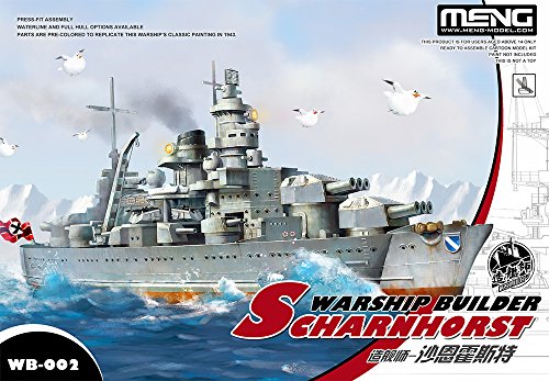 Meng Model WB-002 Warship Builder Scharnhorst Plastikmodellbausatz, Modelleisenbahnzubehör, Hobby, Modellbau, Mehrfarbig von MENG