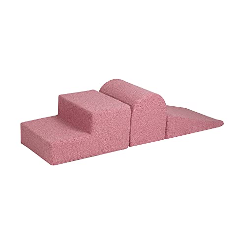MEOWBABY Schaumstoff Bausteine Kinder – Kletterbausteine Indoor – Softbausteine XXL Baby – Riesen Bausteine XXL für Kinder – Spielpolster & Bewegungsbausteine, Boucle, Rosa von MEOWBABY