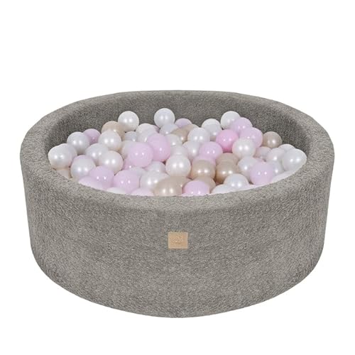 MEOWBABY Bällebad 90x30 Boucle - Bällebad Baby ab 1 Jahr - Bällebad Kinder - Weiches Schaumstoff Ballgrube mit 200 Bällen, Bräunlich von MEOWBABY