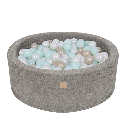 MEOWBABY Bällebad 90x30 Boucle - Bällebad Baby ab 1 Jahr - Bällebad Kinder - Weiches Schaumstoff Ballgrube mit 200 Bällen, Bräunlich von MEOWBABY