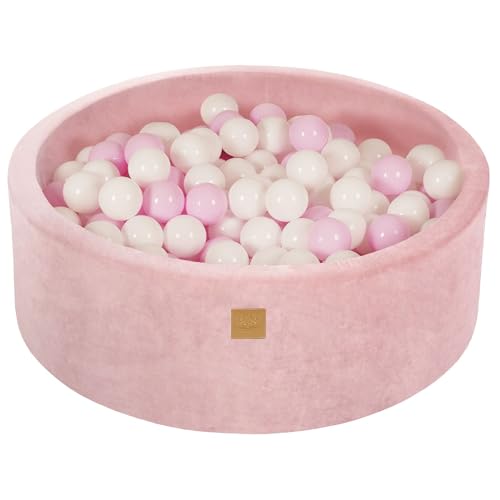 MEOWBABY Bällebad 90x30cm Samt - Bällebad Baby ab 1 Jahr - Bällebad Kinder Weichschaum Ballgruben mit 200 Bälle, Puderrosa von MEOWBABY