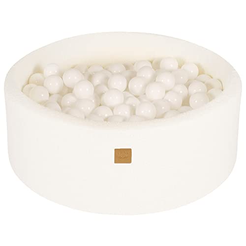 MEOWBABY Soft Foam Rundes 90 x 30 cm Bällebad mit 200 Stück Bällen für Babys & Kleinkinder - Baby-Laufstall & Spielzimmer Essentials, Schaumstoff Bällebäder für Kinder, Boucle, Weiß: Alles Weiß von MEOWBABY