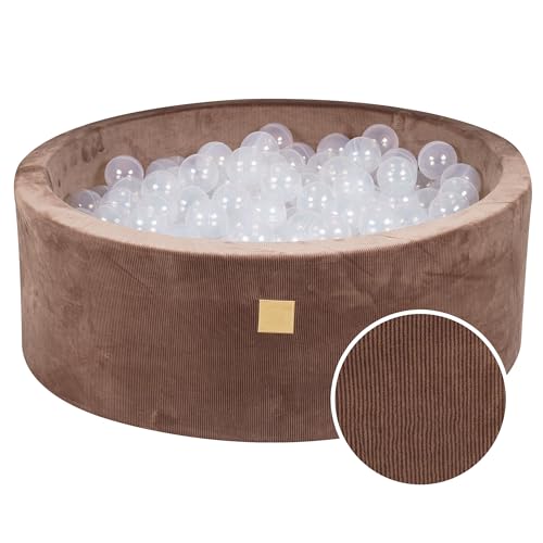 MEOWBABY Soft Play Bällebad für Kleinkinder und Babys – 90 x 30 cm Cord-Bällebad für den Innen-/Außenbereich mit Bällen im Lieferumfang enthalten, 200 Stück – Spielgeräte Schokolade: Transparent von MEOWBABY