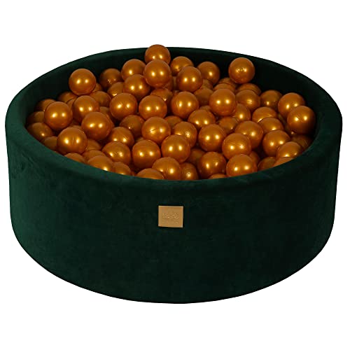 MEOWBABY Bällebad Baby - Rund 90x30cm Ballgruben für Kinder mit 200 Bälle, Samt, Dunkelgrün: Alles Gold von MEOWBABY