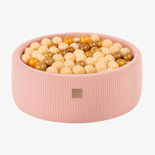 MEOWBABY Bällebad Baby ab 1 Jahr - Bällebad Kinder mit 200 Bällen, Schaumstoff Ballgrube mit Bällen für Babys und Kinder, Cord, Rosa von MEOWBABY