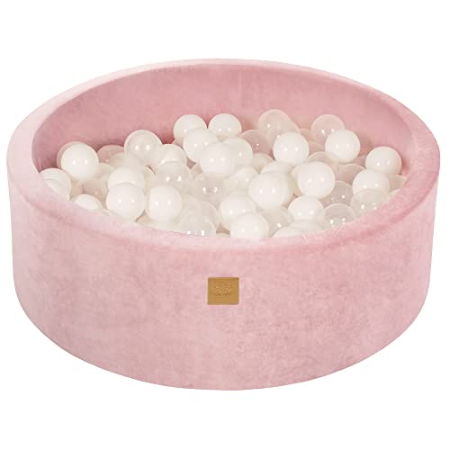 MEOWBABY Bällebad 90x30cm Samt - Bällebad Baby ab 1 Jahr - Bällebad Kinder Weichschaum Ballgruben mit 200 Bälle, Puderrosa von MEOWBABY