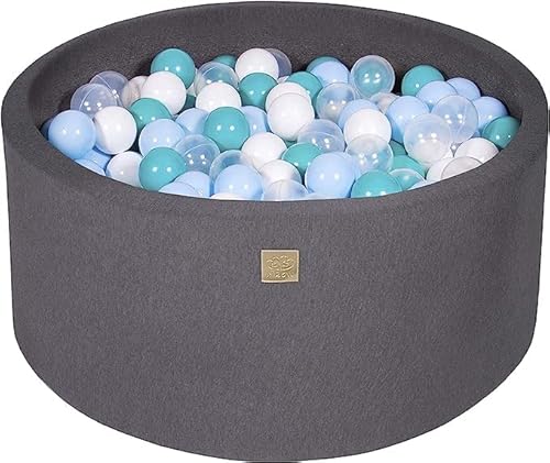 MEOWBABY Bällebad Baby - Rund 90x40cm Ball Pit für Kinder ab 1 Jahr mit 300 Bälle - Weiches & Sicheres Bällepool, Cotton, Dunkelgrau von MEOWBABY