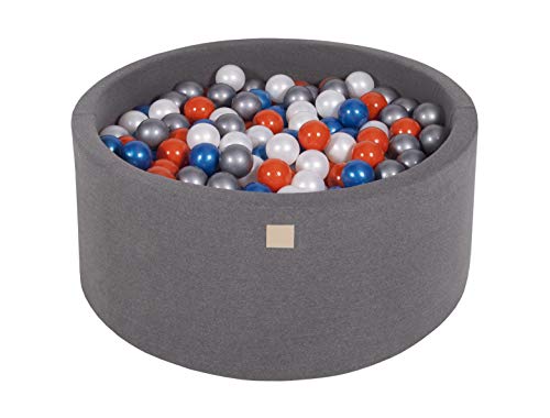 MEOWBABY Bällebad Baby - Rund 90x40cm Ball Pit für Kinder ab 1 Jahr mit 300 Bälle - Weiches & Sicheres Bällepool, Cotton, Dunkelgrau von MEOWBABY