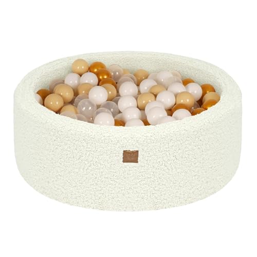 MEOWBABY Bällebad Baby ab 1 Jahr - Bällebad Kinder mit 200 Bällen, Schaumstoff Ballgrube mit Bällen für Babys und Kinder, Bearly, Creme von MEOWBABY