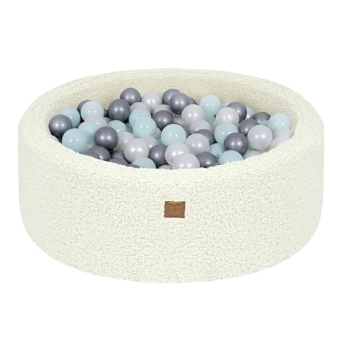 MEOWBABY Bällebad Baby ab 1 Jahr - Bällebad Kinder mit 200 Bällen, Schaumstoff Ballgrube mit Bällen für Babys und Kinder, Bearly, Creme von MEOWBABY