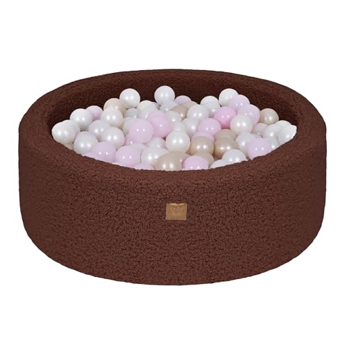 MEOWBABY Bällebad Baby ab 1 Jahr - Bällebad Kinder mit 200 Bällen, Schaumstoff Ballgrube mit Bällen für Babys und Kinder, Bearly, Dunkelbraun von MEOWBABY