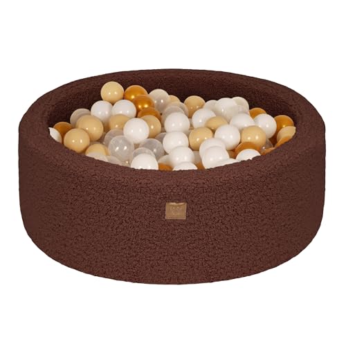 MEOWBABY Bällebad Baby ab 1 Jahr - Bällebad Kinder mit 200 Bällen, Schaumstoff Ballgrube mit Bällen für Babys und Kinder, Bearly, Dunkelbraun von MEOWBABY