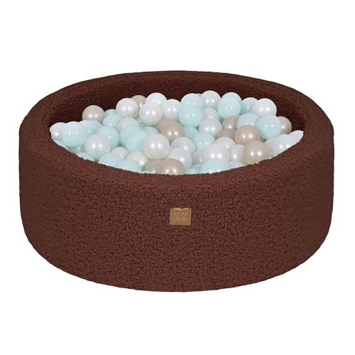 MEOWBABY Bällebad Baby ab 1 Jahr - Bällebad Kinder mit 200 Bällen, Schaumstoff Ballgrube mit Bällen für Babys und Kinder, Bearly, Dunkelbraun von MEOWBABY
