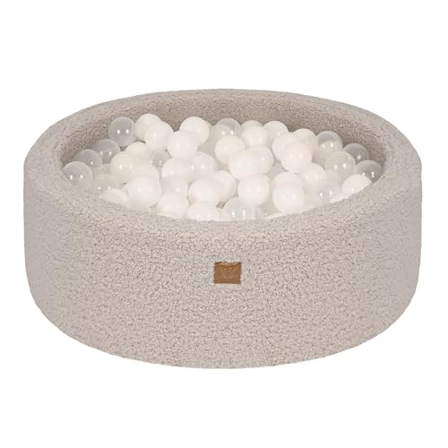 MEOWBABY Bällebad Baby ab 1 Jahr - Bällebad Kinder mit 200 Bällen, Schaumstoff Ballgrube mit Bällen für Babys und Kinder, Bearly, Grau von MEOWBABY