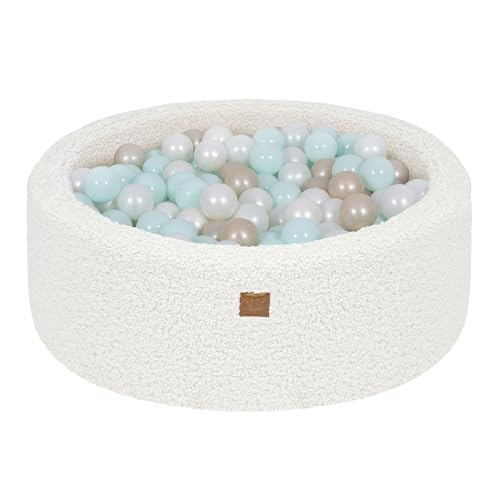 MEOWBABY Bällebad Baby ab 1 Jahr - Bällebad Kinder mit 200 Bällen, Schaumstoff Ballgrube mit Bällen für Babys und Kinder, Bearly, Grauweiß von MEOWBABY