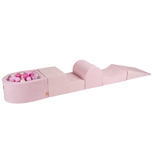 MEOWBABY Schaumstoff Bausteine Kinder - Bausteine XXL aus Schaumstoff mit Bällebad und 100 Bälle für Kinder - Baby Softbausteine zum Klettern, Samt, Hellrosa MEOWBABY Schaumstoff Bausteine Kinder - Bausteine XXL aus Schaumstoff mit Bällebad und 100 Bälle für Kinder - Baby Softbausteine zum Klettern, Samt, Hellrosa von MEOWBABY