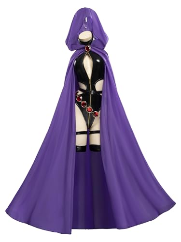 MEOWCOS Bodysuit Halloween Kostüm mit Umhang, Gürtel, Taillenkette, Armband und Socken MEOWCOS Bodysuit Halloween Kostüm mit Umhang, Gürtel, Taillenkette, Armband und Socken von MEOWCOS.COM