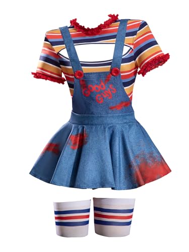 Meowcos Gothic-Body für Damen, Overall-Set, Halloween-Kostüm, mehrfarbig, gestreift, Cutout, Body mit Overall, Strümpfen, Bunt, L Meowcos Gothic-Body für Damen, Overall-Set, Halloween-Kostüm, mehrfarbig, gestreift, Cutout, Body mit Overall, Strümpfen, Bunt, L von MEOWCOS.COM