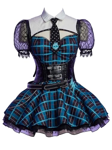 Meowcos Gothic-Kleid für Damen, A-Linie, Halloween, Cosplay, Punk-Kleid von MEOWCOS.COM