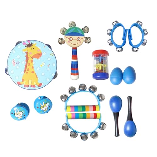 13 Teiliges Montessori Musikspielzeug, Percussion Sets, Rhythmus Vorschul Musikspielzeug, Entwickelt Motorische Fähigkeiten für Babys Im Alter von, Blau von MERIGLARE