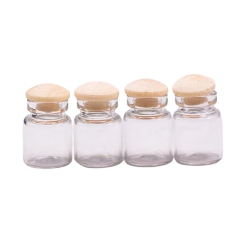 4 Stück Puppenhaus Mini Glasgefäße Im Maßstab 1:12 mit Holzdeckel, Lebensmittel Spielzeug Zubehör, Kleine Glasflaschen, Bonbongläser, kurz 4 Stück Puppenhaus Mini Glasgefäße Im Maßstab 1:12 mit Holzdeckel, Lebensmittel Spielzeug Zubehör, Kleine Glasflaschen, Bonbongläser, kurz von Generic
