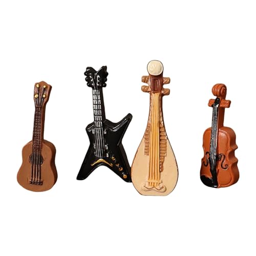 4 Stücke Puppenhaus Musikinstrumente Miniatur Musikinstrumente Dekorative Miniatur Violine Dekoration Puppenhaus Instrumente von MERIGLARE